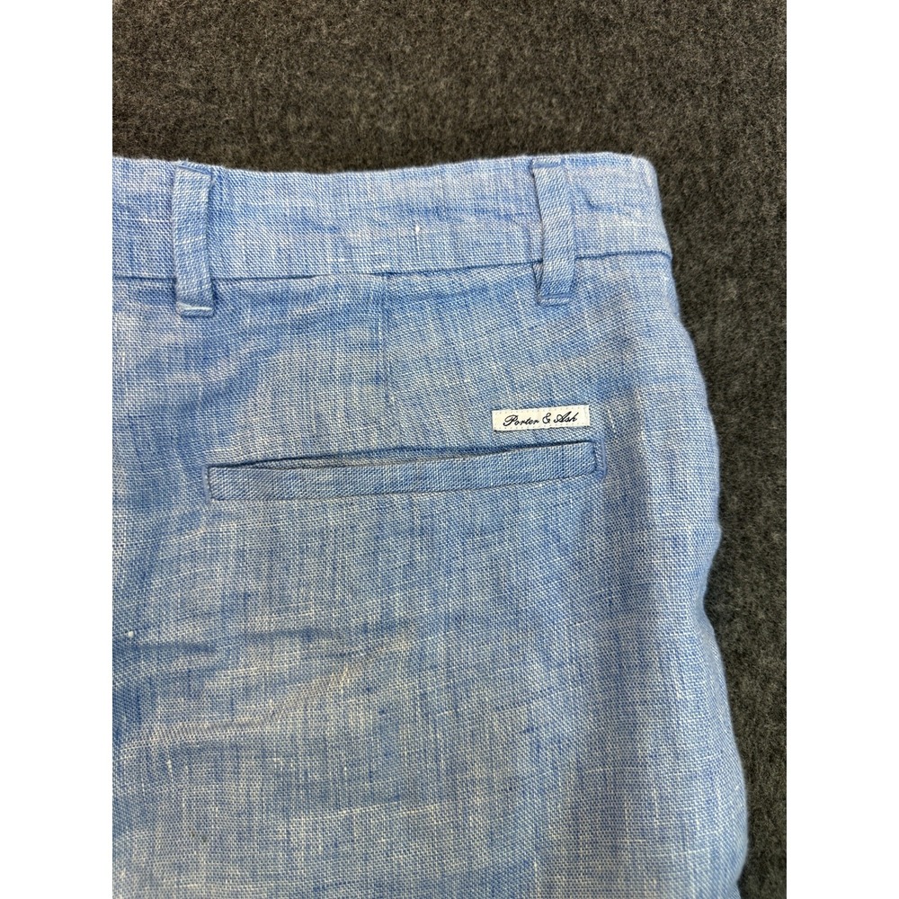 Porter & Ash 100% Linen Heather Blue 9" Inseam Shorts Men's Size 29 Casual Beach - Picture 11 of 16